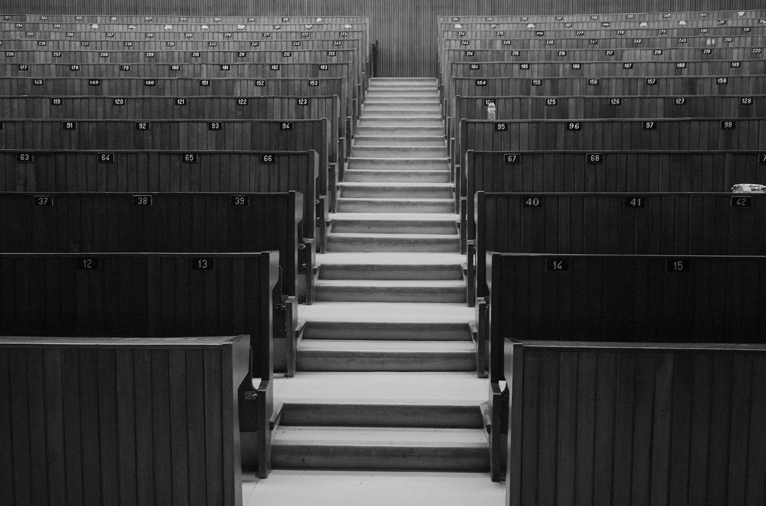 An empty university auditorium